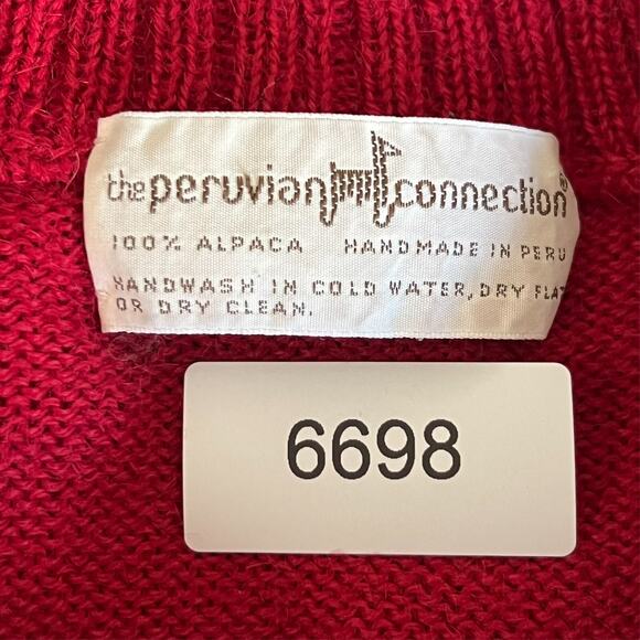 The Peruvian Connection Sweater Men Size L Red Crewneck Knit Alpaca Made in Peru - Picture 4 of 6